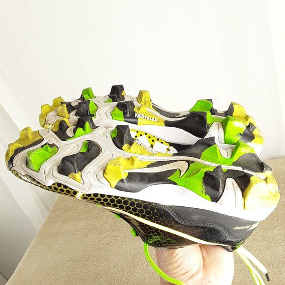 NIKE Baseball Cleats Youth size 6Y, Alpha Huarache Kids Shoes black yellow green - Picture 11 of 11